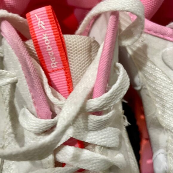 KAWAII GIRL REBOOK RUNNING SHOES  ZIG ZAG DYNAMICA  SZ 2Y WHITE HOT PINK ORANGE - Picture 10 of 13